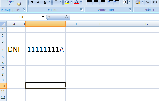 Validar letra DNI en Excel